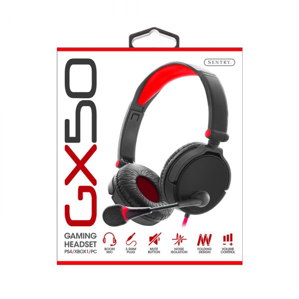 Sentry Industries GX50: Gaming Headset In Red