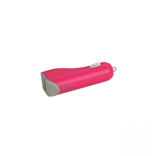 REIKO MICRO USB CAR CHARGER WITH DATA USB CABLE IN HOT PINK
