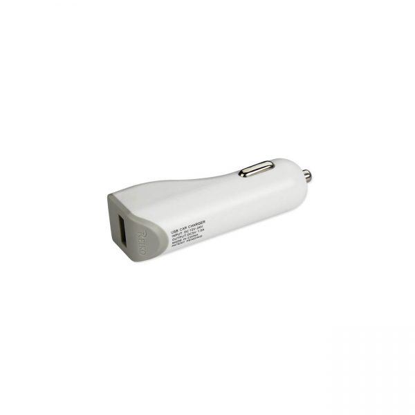 REIKO MICRO USB CAR CHARGER WITH DATA USB CABLE IN WHITE