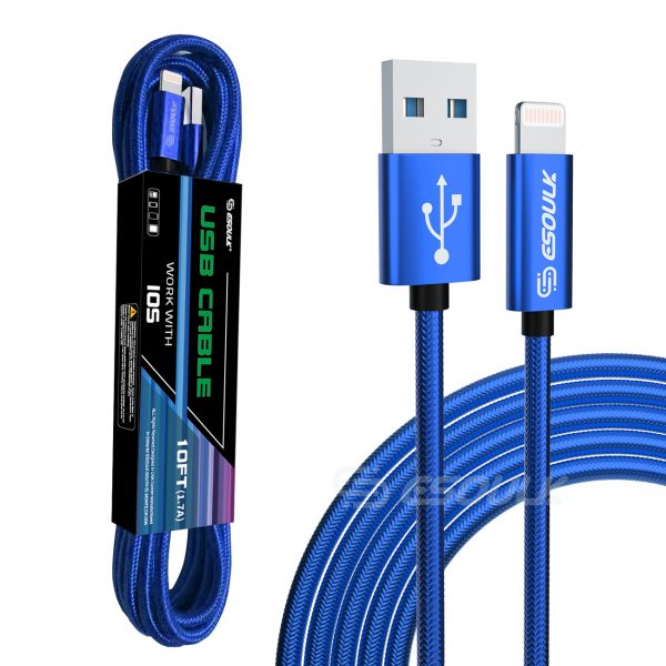 Esoulk 1.7A 10FT USB Cable For 8 PIN In Blue