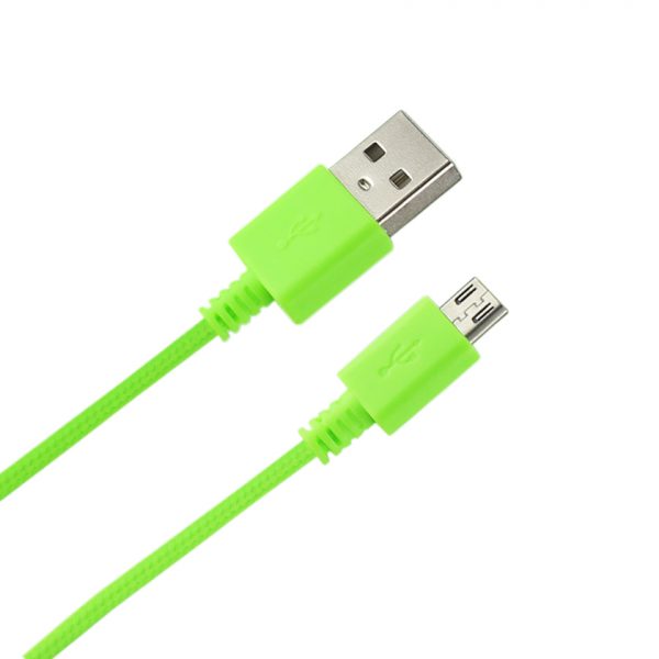 Reiko Braided Micro Usb Data Cable 3.3 Feet In Green