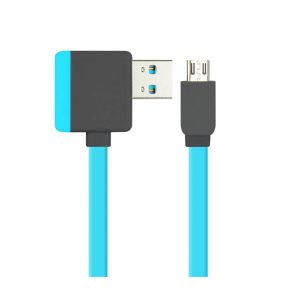 REIKO MICRO USB PIGGYBACK FLAT LIBERATOR USB CABLE 3.2FT IN BLUE