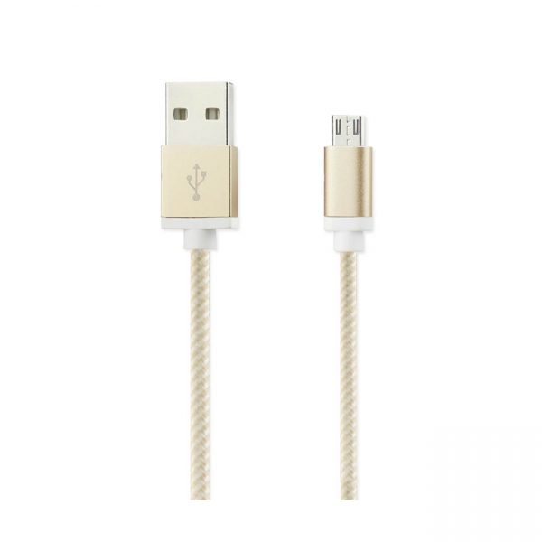 REIKO 3.3FT NYLON BRAIDED MICRO USB CHARGING & SYNC DATA CABLE FOR ANDROID PHONES IN GOLD