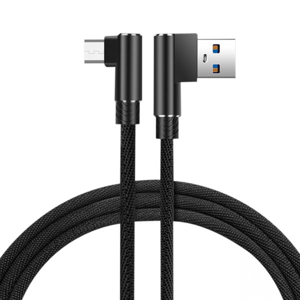 Reiko 3.3FT Nylon Braided Material Micro USB 2.0 Data Cable In Black