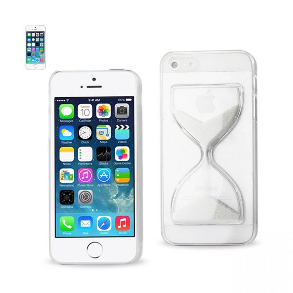 REIKO IPHONE SE/ 5S/ 5 3D SAND CLOCK CLEAR CASE IN WHITE