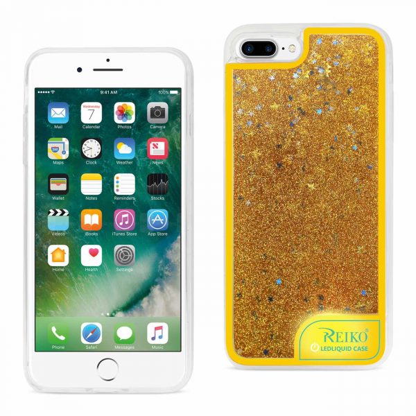 iPhone 8 Plus/ 7 Plus Case With Flowing Glitter And Led Effect In Yellow