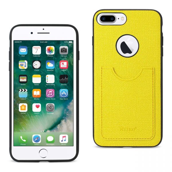 Reiko iPhone 8 Plus/ 7 Plus Anti-Slip Texture Protector Cover With Card Slot In Yellow
