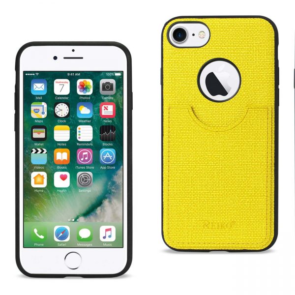Reiko iPhone 8/ 7 Anti-Slip Texture Protector Cover With Card Slot In Yellow