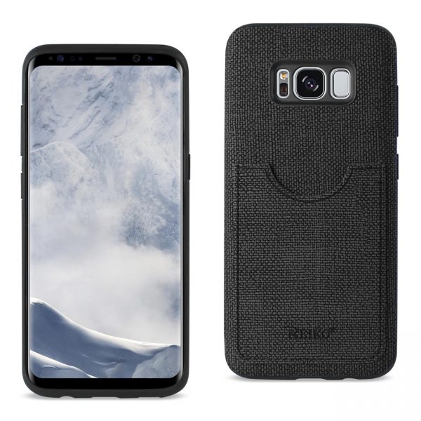 REIKO SAMSUNG GALAXY S8/ SM ANTI-SLIP TEXTURE PROTECTOR COVER WITH CARD SLOT IN BLACK
