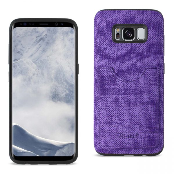 REIKO SAMSUNG GALAXY S8/ SM ANTI-SLIP TEXTURE PROTECTOR COVER WITH CARD SLOT IN PURPLE