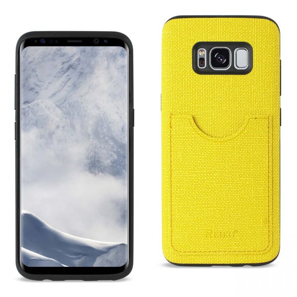 REIKO SAMSUNG GALAXY S8/ SM ANTI-SLIP TEXTURE PROTECTOR COVER WITH CARD SLOT IN YELLOW
