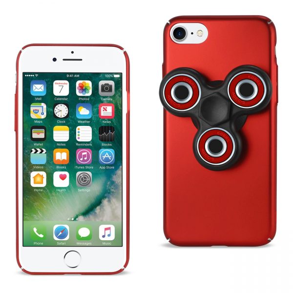 Reiko iPhone 8/ 7 Case With Led Fidget Spinner Clip On In Red