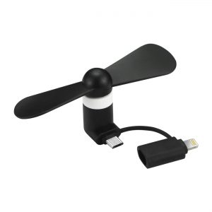 MINI FAN 2-IN-1 FOR IPHONE/ IPAD AND ANDROID IN BLACK