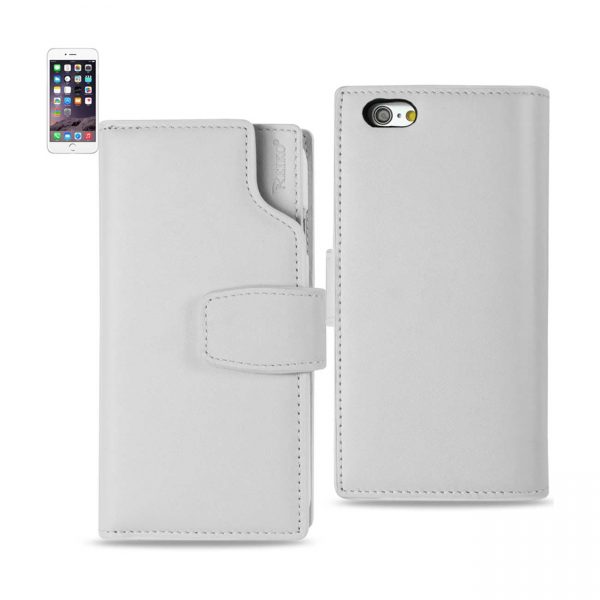 REIKO IPHONE 6 PLUS GENUINE LEATHER WALLET CASE WITH OPEN THUMB CUT IN IVORY