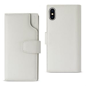 Reiko iPhone X/iPhone XS Genuine Leather Wallet Case With Open Thumb Cut In Ivory