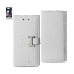 REIKO IPHONE 6 PLUS GENUINE LEATHER RFID WALLET CASE IN IVORY