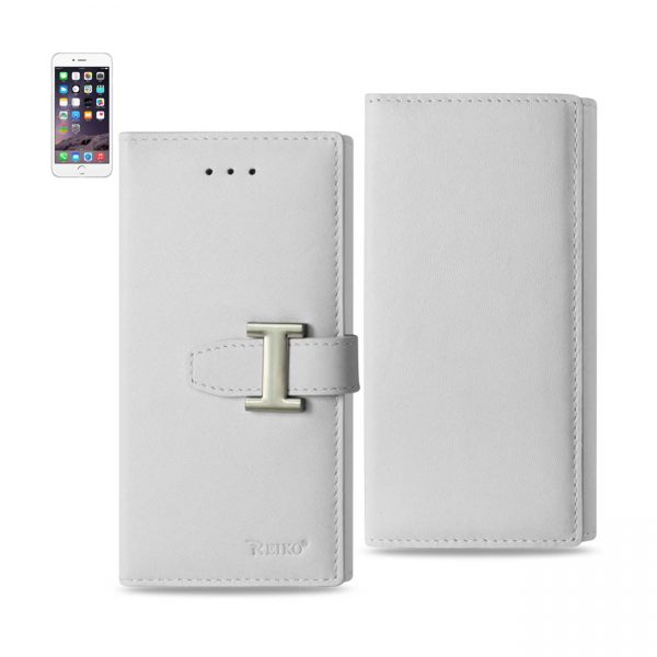 REIKO IPHONE 6 GENUINE LEATHER RFID WALLET CASE IN IVORY