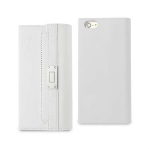 REIKO IPHONE 6S PLUS GENUINE LEATHER RFID WALLET CASE AND METAL BUCKLE BELT IN IVORY