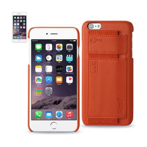REIKO IPHONE 6 RFID GENUINE LEATHER CASE PROTECTION AND KEY HOLDER IN TANGERINE