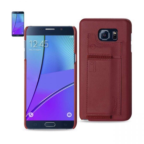 Reiko Samsung Galaxy Note 5 Rfid Genuine Leather Case Protection And Key Holder In Burgundy