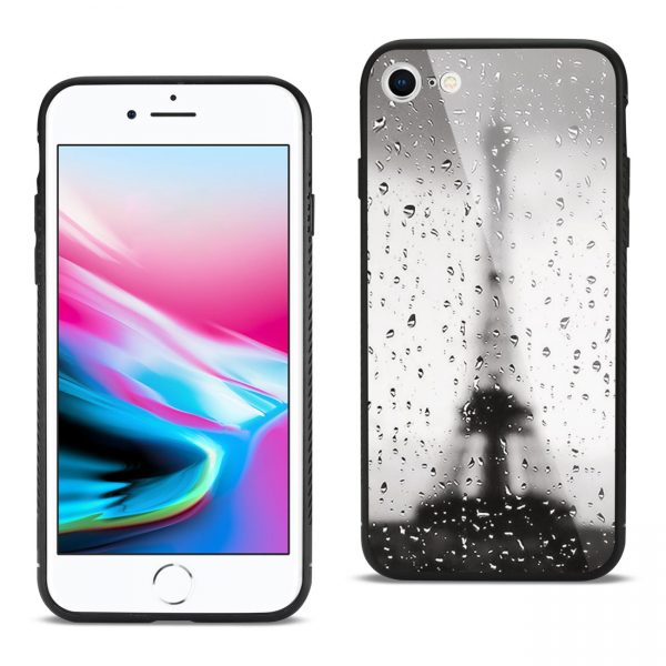 Reiko iPhone 8 Hard Glass Design TPU Case With Rainy Scene