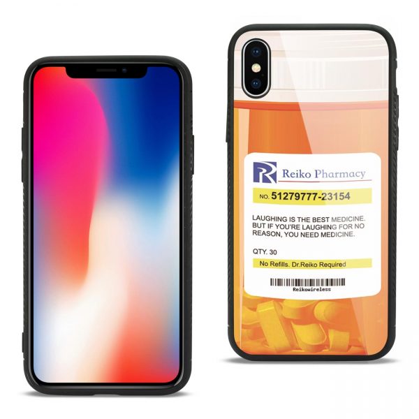 Reiko iPhone X/iPhone XS Hard Glass Design TPU Case With Pill Container