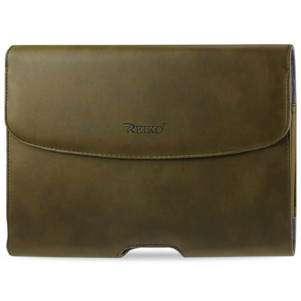 REIKO SMOOTH HORIZONTAL LEATHER POUCH IN ARMY GREEN