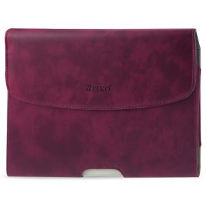 REIKO SMOOTH HORIZONTAL LEATHER POUCH IN RED