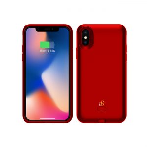 iPhone X Battery Case with Qi Wireless Charging, Support Lightning headphones, Real 3000mAh Rechargeable Extended Protective Battery Charging Case for iPhone X In Red