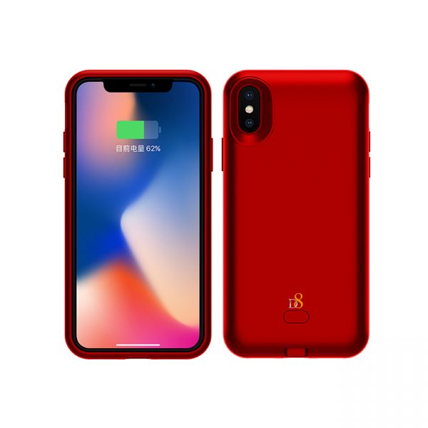 iPhone X Battery Case with Qi Wireless Charging, Support Lightning headphones, Real 3000mAh Rechargeable Extended Protective Battery Charging Case for iPhone X In Red