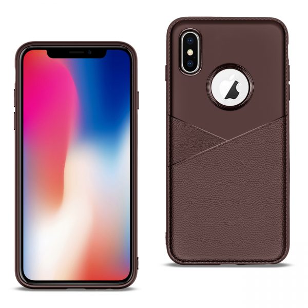 APPLE IPHONE X/XS TPU Leather feel Case Leather Fit Flexible Slim Premium Case in Brown