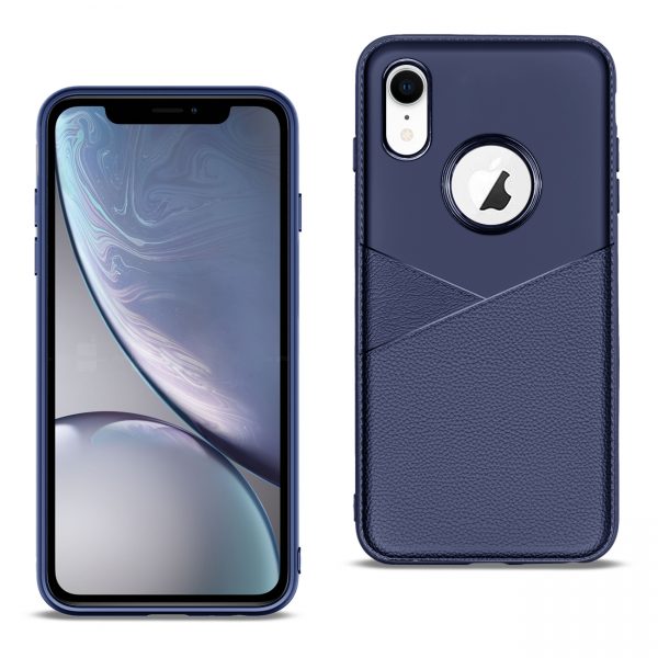 APPLE IPHONE XR TPU Leather feel Case Leather Fit Flexible Slim Premium Case in Blue