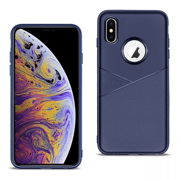 APPLE IPHONE XS MAX TPU Leather feel Case Leather Fit Flexible Slim Premium Case in Blue