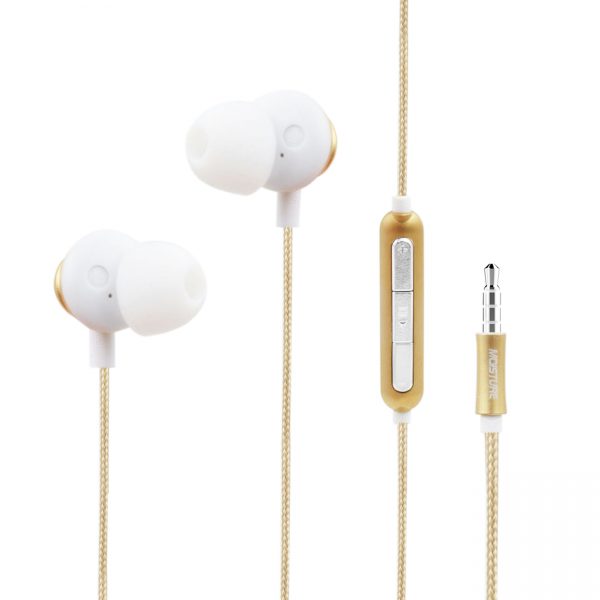 Bass Earphones with Monibearing Mic In Gold