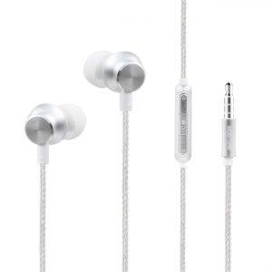 Bass Earphones with Monibearing Mic In Silver