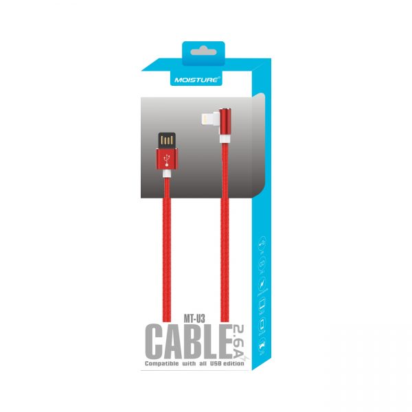 Moisture 2.6A Premium Full Steel  Data Cable In Red