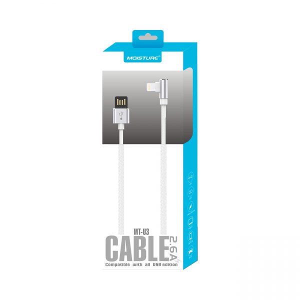 Moisture 2.6A Premium Full Steel  Data Cable In Silver