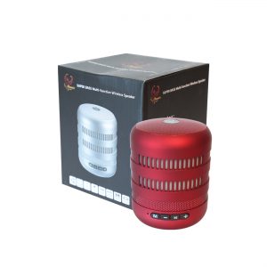 Portable USB Radio Bluethooth Speaker with LED lights and foldable metal handle In Red