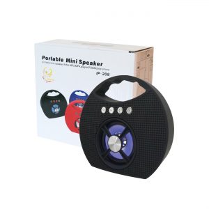 Portable USB FM Radio Bluethooth Speaker Music Player with lights and handle In Black