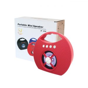 Portable USB FM Radio Bluethooth Speaker Music Player with lights and handle In Red