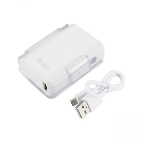 REIKO 4000MAH UNIVERSAL POWER BANK WITH CABLE IN WHITE