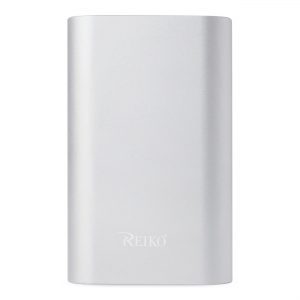 REIKO 2A5V 6800MAH UNIVERSAL POWER BANK WITH MICRO CABLE AND DURAL OUTPUT PORT IN SILVER