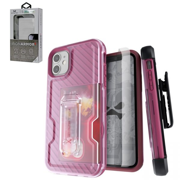 Ghostek Iron Armor3 Rose Gold Rugged Case + Holster with tempered glass for Apple iPhone 11