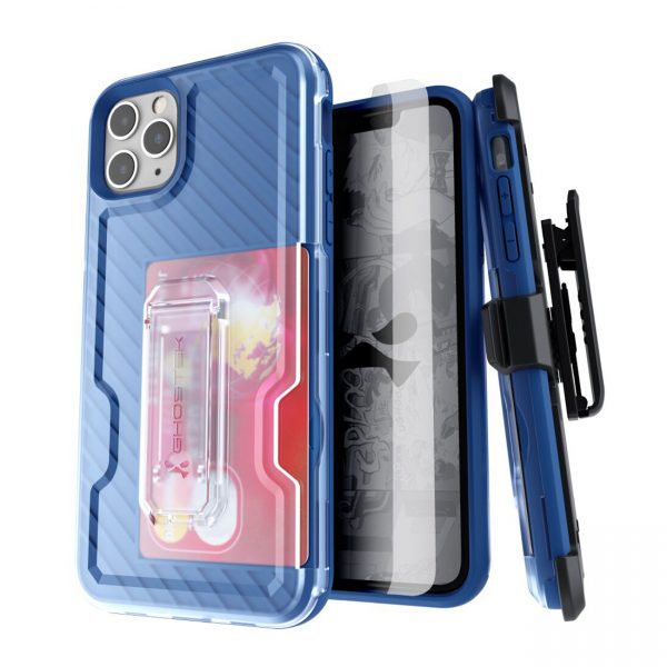 Ghostek Iron Armor3 Blue Rugged Case + Holster with tempered glass  for Apple iPhone 11  Pro Max