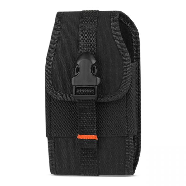 Vertical Pouch In Black With Buckle Clip And Card Holder Inner