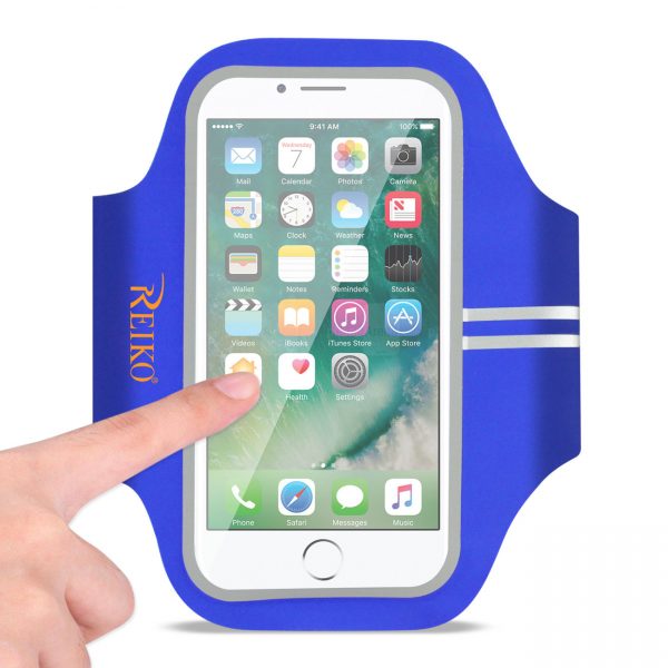 REIKO RUNNING SPORTS ARMBAND FOR IPHONE 7/ 6/ 6S OR 5 INCHES DEVICE IN BLUE (5x5 INCHES)
