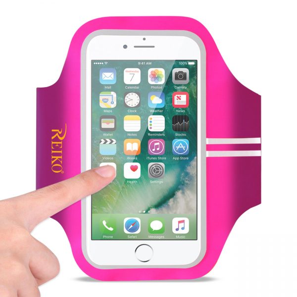 REIKO RUNNING SPORTS ARMBAND FOR IPHONE 7/ 6/ 6S OR 5 INCHES DEVICE IN PINK (5x5 INCHES)