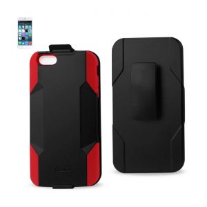 REIKO IPHONE 6 PLUS 3-IN-1 HYBRID HEAVY DUTY HOLSTER COMBO CASE IN RED BLACK