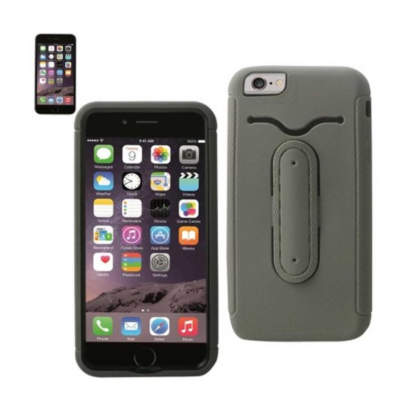 Reiko iPhone 6S Plus/ 6 Plus Hybrid Heavy Duty Case With Bending Kickstand In Gray