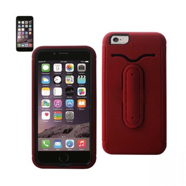Reiko iPhone 6S Plus/ 6 Plus Hybrid Heavy Duty Case With Bending Kickstand In Red